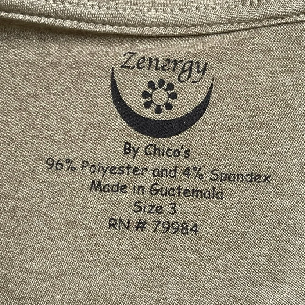 Zenergy by Chicos Womens Large White Trim Full‎ Zip Stretch Track Jacket Pockets